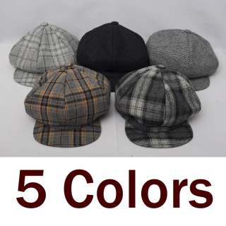 New Brand Womens Wool Plaid Beanie Hat Newsboy Cap Beret hat Winter 