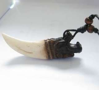 Tibet cool mens tiger tooth yak bone gothic necklace  