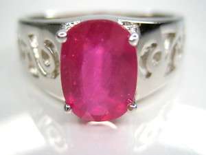 5CT NATURAL RUBY MENS STERLING 18K CLAD RING 10  