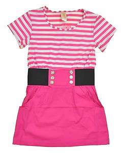 Chillipop Girls S/S Pink & White Striped Dress Size 7/8 10/12 14/16 
