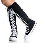 Lace Up Punk Flat Skate Womens Knee High Sneaker Size 8