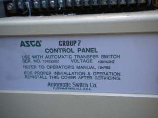 ASCO 962 AUTOMATIC 800A 480V TRANSFER SWITCH E962380097  