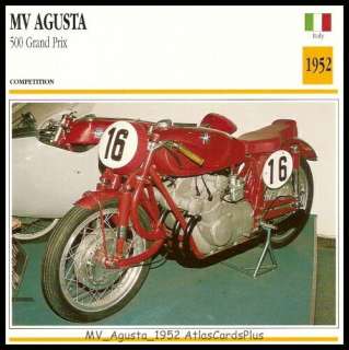 Atlas Classic Bike Card 1952 MV Agusta 500 Grand Prix  