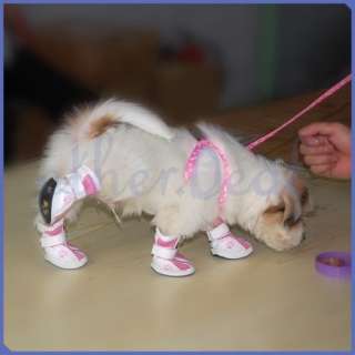 4X Rosa / weiß Hundeschuhe Schuhe für den Hund Größe 3  