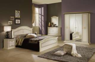 Komplett Schlafzimmer Hochglanz Elfenbein Farbe Medusa Dekor 