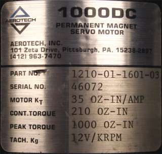 Aerotech 1000DC Permanent Magnet Servo Motor  