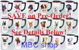   Variety Dog Breeds Ceramic Coffee Mocha Latte Travel Mug, Plastic Lid