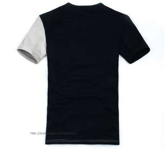 Mens T shirt Short Seeve Basic Tee / Contrast Color Black White Gray 