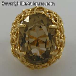 Beautiful Designer 14k Gold Smoky Quartz Ring  