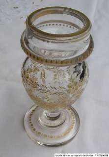 Einzigartige Fuss (Pokal) Vase m. Schwarzlotmalerei  