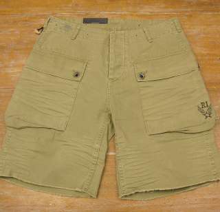 POLO RALPH LAUREN Mens Olive Cotton Button Fly Cargo Shorts/Short 
