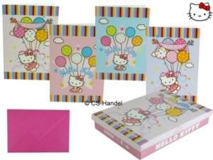 12x Hello Kitty Karten Geburtstagskarte Einladung  