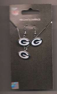 New NFL Green Bay Packers Logo Pendant Necklace & Dangle Earrings 