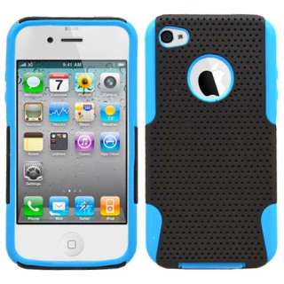 Apple Iphone 4 4s 4gs 2 in1 Hybrid Black/Blue hard case silicone cover 