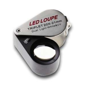 20x Magnification Jeweler Loupe Triplet Lens with 6 Built in LED UV 