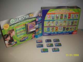 LEAP FROG ~ LEAPSTER TV ~ 8 GAME CARTRIDGES ~ TV LEARNING SYSTEM