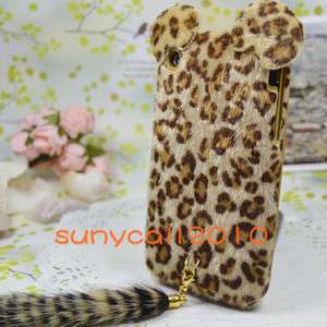 New Cute 3D yellow Leopard mouse Tail Rubber Soft Cover Case For 