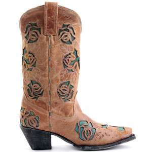 NIB Womens Corral R2363 Turquoise Rose Cowboy Boots  