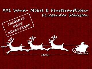 3m Weihnachtsmann Schlitten Möbel / Fenster Aufkleber  