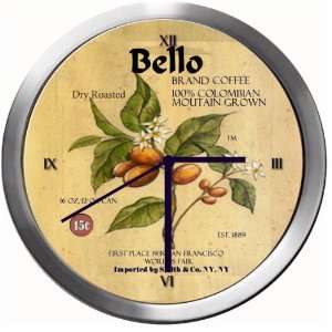  BELLO 14 Inch Coffee Metal Clock Quartz Movement Kitchen 