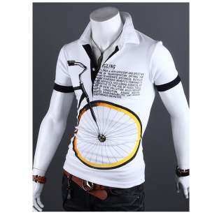 Mens Fashion Casual Slim Fit Short Sleeve Polo Collar T Shirts Top UK 