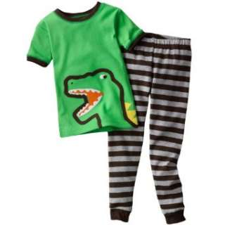  Carters Boys Dinosaur Pajamas 2 Pc Set PJs Green Brown 