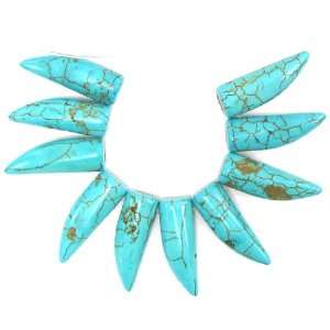  10x30mm blue turquoise horn beads 10 pcs
