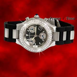 Cartier Must 21 Mens Rubber Chronograph Diamond Watch  
