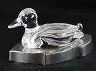 Lead Crystal Duck Ornament on Engravable solid Pewter