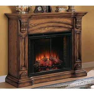  Classic Flame 33 ft Augusta Oak Mantel with Electric 