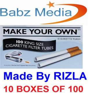 1000 MAKE YOUR OWN BY RIZLA CIGARETTE KING SIZE FILTER TUBES THE NEW 