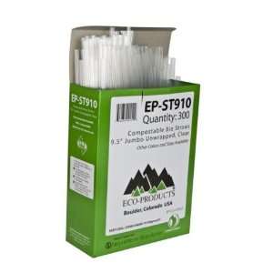 Eco Products EP ST910 9.5 Clear Unwrapped PLA Jumbo Straw Count 