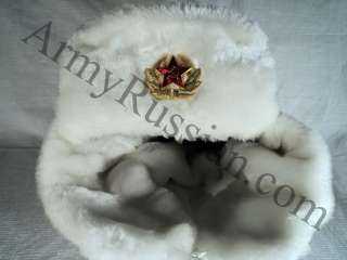   Russian Army Military White Ushanka Mad Bomber Gift Hat Red Star