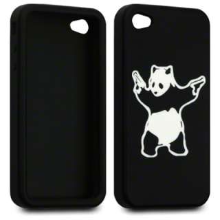 PANDA WITH GUNS RUBBER CASE/COVER FOR IPHONE 4  