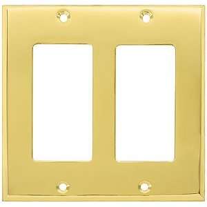   Outlet Covers. Traditional Double Gang GFI Cover Plate In Forged Brass