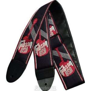  Gibson Accessories 2 Woven Guitar Logo Strap (Red 