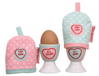 Love Hearts Egg Cups and Egg Cosies, Love Hearts Sweets  