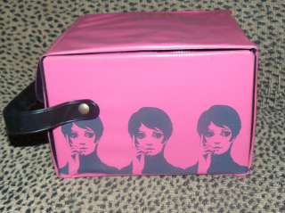   PURSE HOT PINK AND BLACK GRAPHICS MOD HIPPIE CAROUSEL WIG CASE  