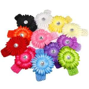 A Dozen of Assorted Colors Daisy Flower Clip Crocheted Baby 