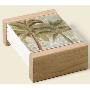  To the Beach Palm Tree Theme Kitchen Tile Coaster Set 