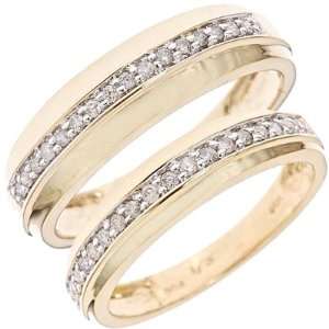  Carat T.W. Diamond Matching Wedding Rings Set 14K Yellow Gold Jewelry