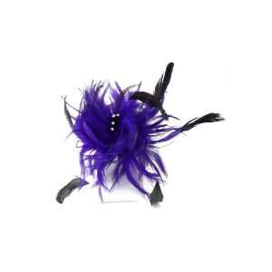 Lovely (Real) Feather with Rhinestone Corsage Brooch/Hairpin   Purple