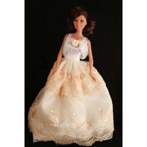  Elegant White Bridesmaid Dress, Handmade to Fit the Barbie 