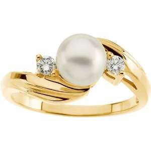   karat yellow gold Akoya Cultured Pearl Ring Diamond Designs Jewelry