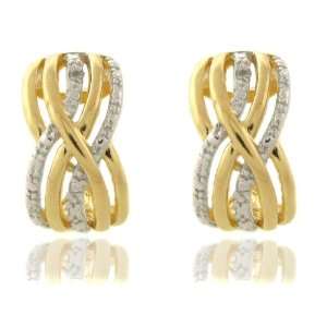    14k Gold Overlay Diamond Accent X Half Hoop Earrings Jewelry