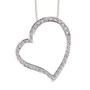   Carat Diamond 14k White Gold Large Heart Pendant/Necklace Jewelry