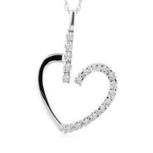   White Gold 0.22 Carat Diamond Heart Pendant with 18 Chain Jewelry