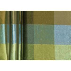  Dupioni Silk 3.75 Check Blue/Brown/Olive Fabric By The 