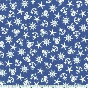   Michael Miller Sailor Symbols Blue Fabric By The Yard Arts, Crafts
