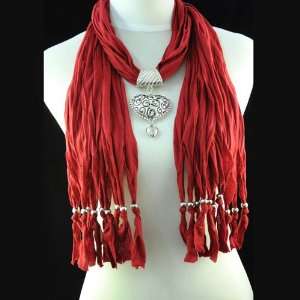   Mixed Hanging Charms Tassel Jewelry Scarf ,Nl 1495k